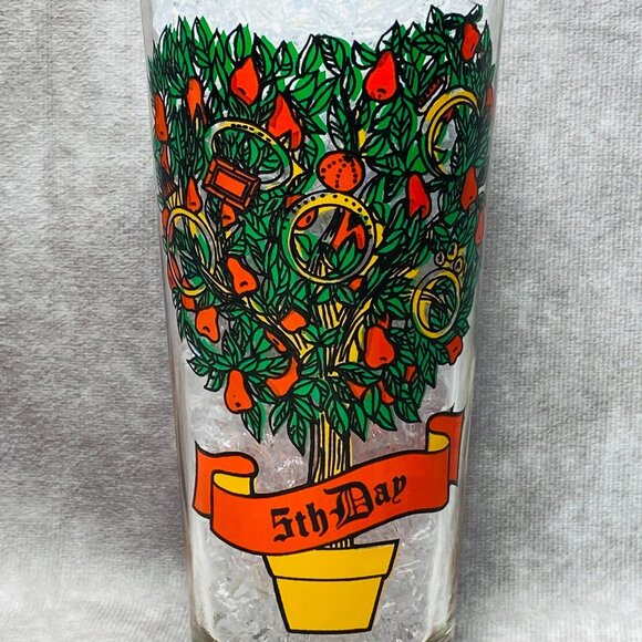 TS&T 12 Days Of Christmas 5th Day Gold Rings Glass 6.25" Tumbler 16oz - Picture 3 of 11